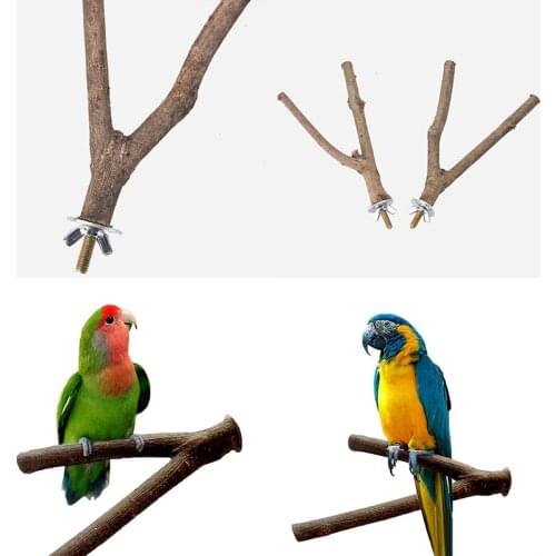 Pet Parrot Bird Standing Stick Wood Pole Bird Cockatiel Parakeet Perches Bite Claw Grinding Toy Bird Cage Accessories