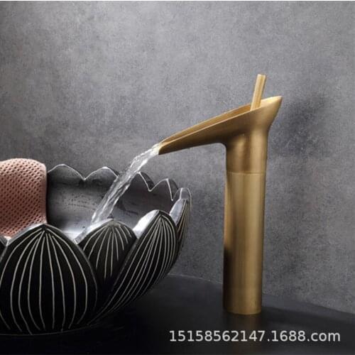 European antique copper table above basin faucet + 60cm tube , brass hot and cold mixer faucet short/ tall