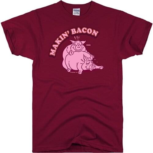 Summer Men Tshirt Slim Fit Mens Streetwear Makin Making Bacon Pig T Shirt Funny Mens Tops Tees