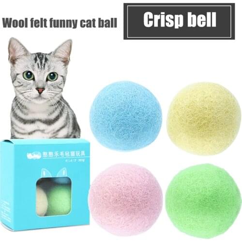 4 Colors Cat Toys Felt Ball Smart Touch Sounding Toys Interactive Pet Squeaky Supplies Products Toy for Cats