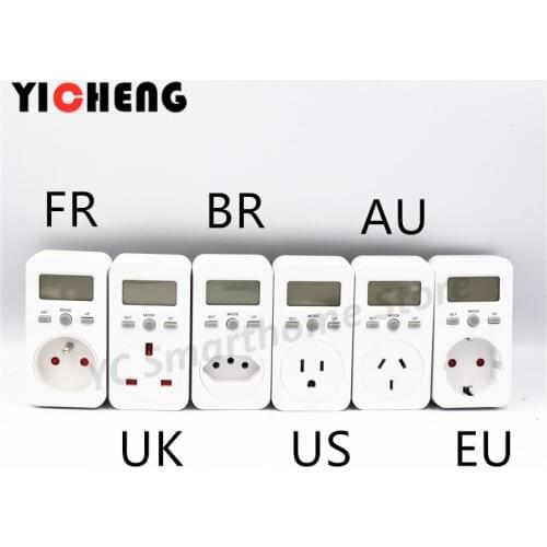 EU FR UK BR AU US small screen energy meter power monitoring voltage power metering socket type meter kWh