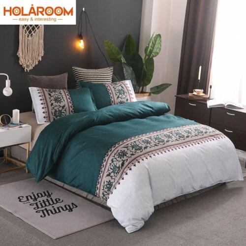 Simple Printing Duvet Cover Sets Polyester Plain Bedding Set Reactive Printing Duvet Cover With Pillowcases Printed Bedding Set