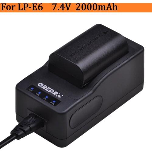 LP-E6 LP E6 E6N Battery with LPE6 Battery Charger for Canon EOS 5D4 5D3 R5 90D 6D2 6D 60D 5D2 70D 80D R6 7D2 90D 80D 70D Cameras