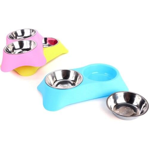 Stainless Steel Color Spray Paint Pet Dog Bowls Puppy Cats Food Drink Water Feeder Pets Supplies Non-slip Feeding Dishes