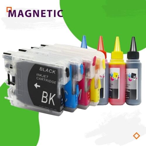 Refillable LC38 LC39 LC61 LC65 LC67 LC980 LC985 LC990 LC1100 Ink Cartridge For Brother DCP-J125 185C 195C J315W printer