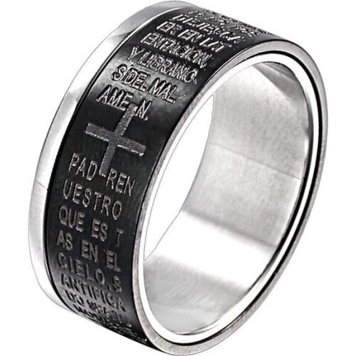 RIR Fashion Detachable Knuckle Rotating Ring Jewelry Gold Black Stainless Steel Rotatable Bible Verse Ring 5#-12# Choose