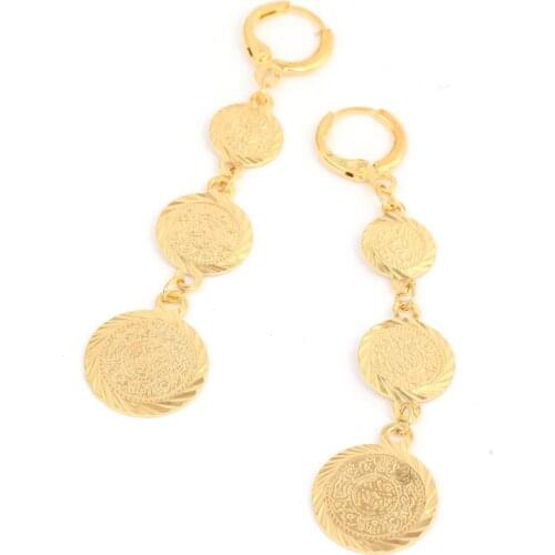 Gold Color Coin Earrings Muslim Islamic Jewelry Islam Ancient Coin Arab Women Jewellry