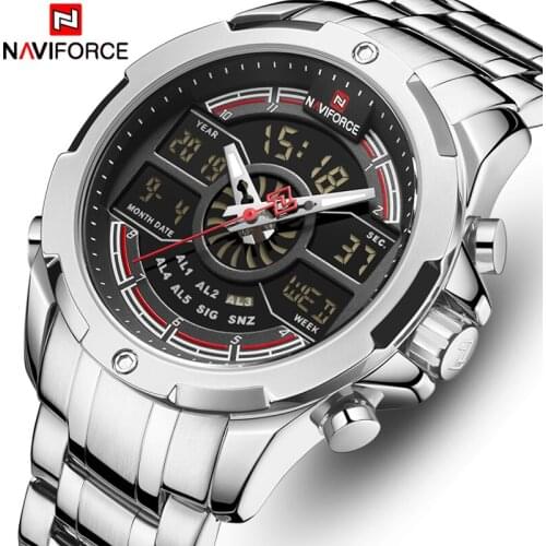 NAVIFORCE 9170SB Luxury Men Watch Military Sport LED Digital Quartz WristWatch Top Brand Waterproof Man Clock Relogio Masculino