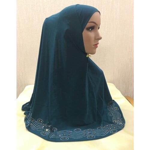 H1244 latest big size muslim hijab scarf with rhinestones and crystals,fast delivery