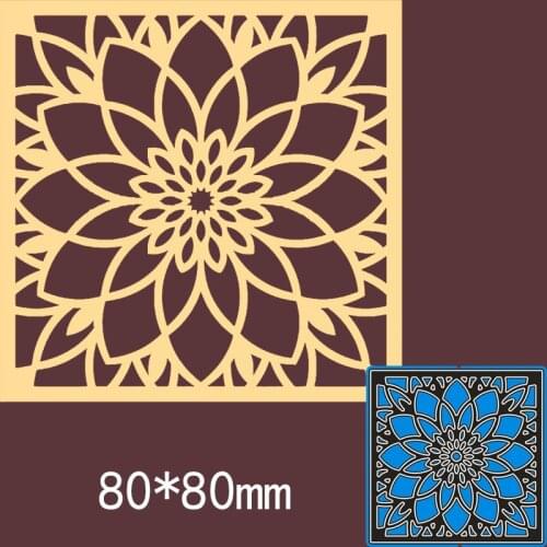 New Metal Cutting Dies Flower Hollow Squarefor Card DIY Scrapbooking stencil Paper Craft Album template Dies 8*8cm
