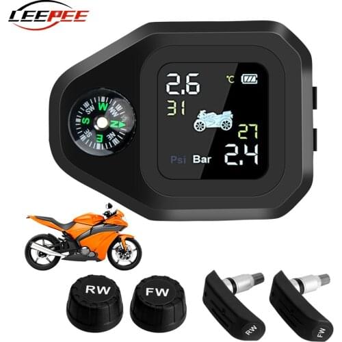 New Compass TPMS Motorcycle Tire Pressure Sensors Monitoring System Kit Tyre Diagnostic Tools Digital Display Motor Accessories