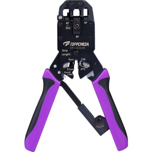 TOPFORZA RJ45 Ratheting Crimping Tool Network Module Plug Crimper Cable Press Plier Made in Taiwan