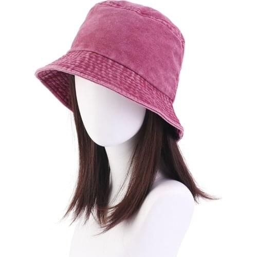 New Unisex Washed Cotton Solid color flat top adjustable double layer Bucket Hat Summer Outdoor Cap fishing climbing cap