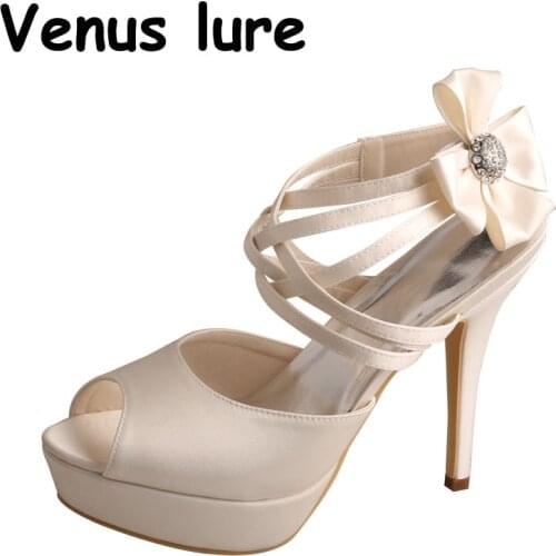 Sexy Gladiator Round toe slingback shoe Ivory Satin Sandals Ladies Wedding Size 5