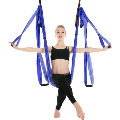 Full Set of Aerial Yoga Hammock 6-handle Non-elastic Reverse Gravity Fitness Hammock SY-01999-02 Yoga Hammock 1 - 2 Person Tent