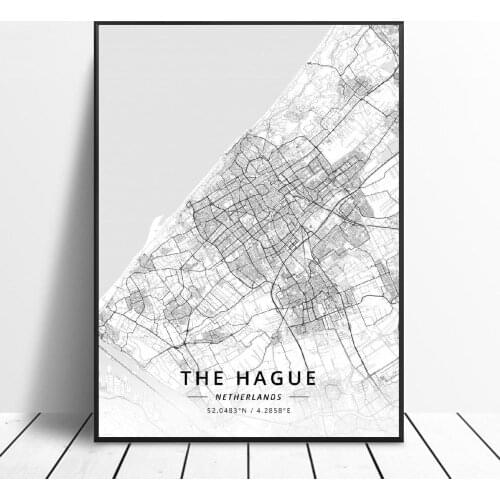The Hague Leiden Heerlen Amsterdam Dordrecht Leeuwarden Netherlands Map Poster
