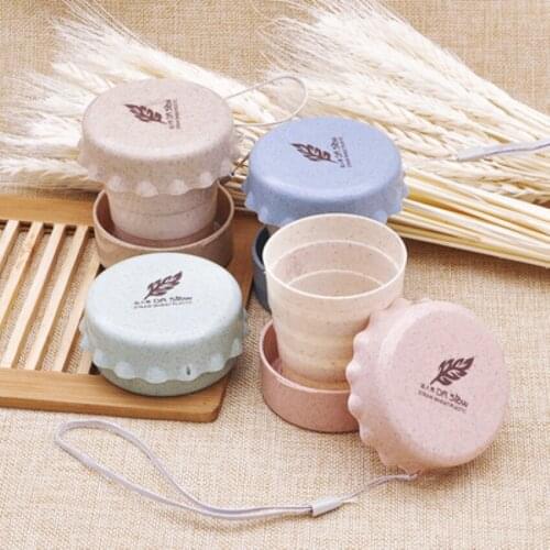Wheat travel telescopic cup portable water cup tourist student cup compressed cup creative home folding cup
