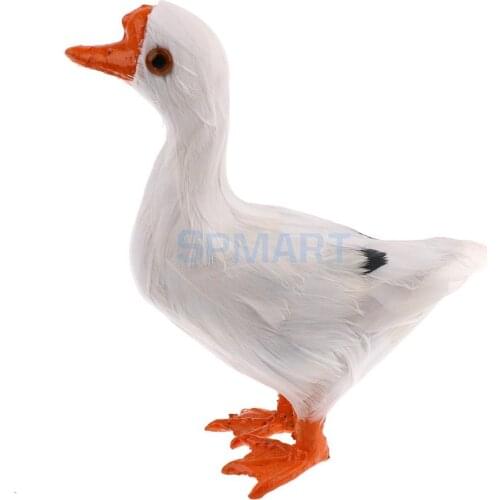 Realistic Standing Faux Fur Goose Farm/Yard Animal Model Figures Home Decoration Handicraft - Small