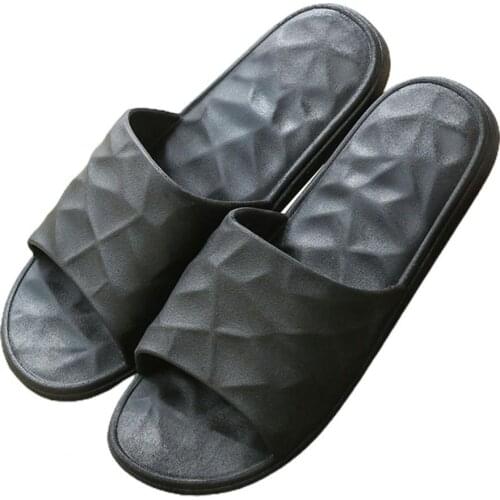 Bathroom Slippers Flat Heel Anti-slip Men Open Toe Solid Color Slide Sandals for Beach