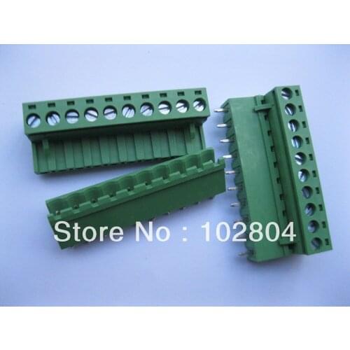 Pitch 5.08mm 10 pin Screw Terminal Block Connector Pluggable Type Green 50 Pcs Per Lot Brand New HOT Sale High Quality