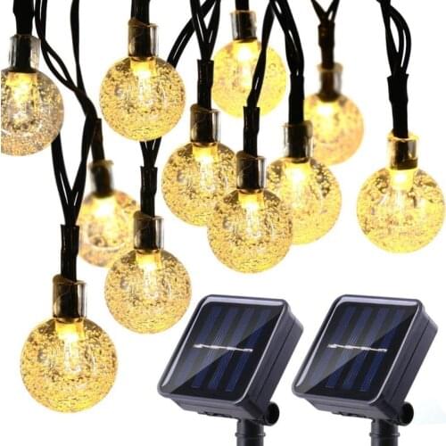 Solar Garden String Lights 8 Modes Crystal Ball Bee Droplets Flowers LED Fence Light for Christmas Outdoor Garden Decoration
