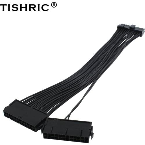 TISHRIC ATX 24Pin 2 Dual Molex PSU Power Supply Cord Motherboard Adapter Cable Starter Extender Synchronous