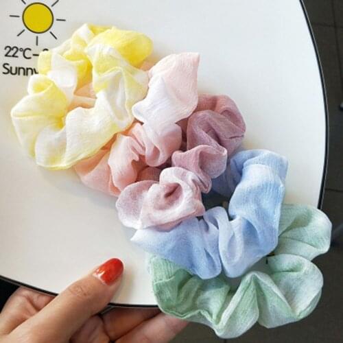 Fashion Scrunchie Women Gradient Color Elastic Hair Bands Korean Sweet Simple Sports Dance Scrunchies Ponytail Holder Ring