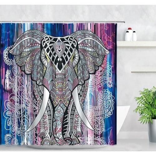 Shower Curtains Nordic Simple Ethnic Style Elephant Print Bohemian Flowers Modern Home Decor Waterproof Fabric Bathroom Curtain