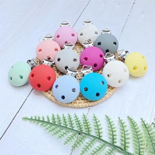 50/100PCS Round Shape Baby Pacifier Clip Soother Teether Anti Fall Silicone Holders Stainless Nipple Clamp Pacifier Clips