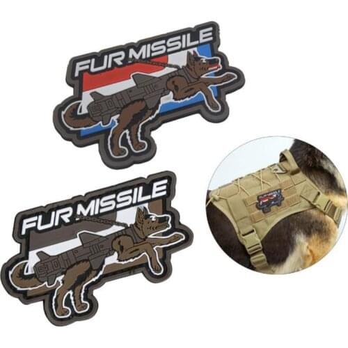 1PC Fur Missile Dog 3D Tactical Morale Chapter Embroidery Armband Hook Military Standard Badge Army Combat Backpack Jacket Patch