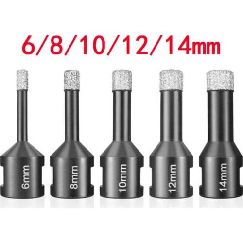 1pc Dry Drilling Bits For Granite Marble Ceramic Tile Glass Hole Saw 6mm-14mm M14 Thread Vacuum Brazed Diamond Drill Bit