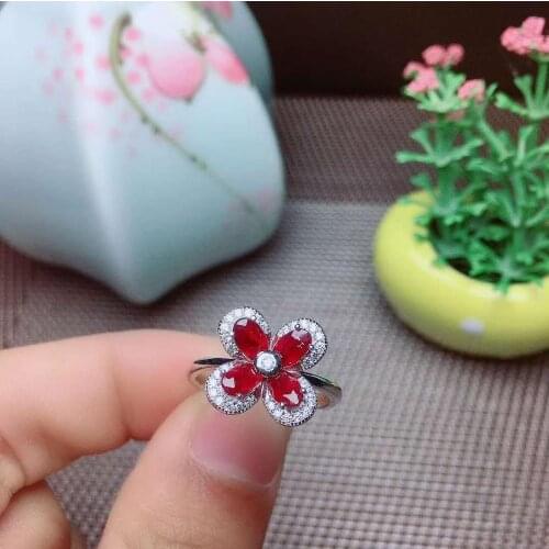 100% Natural And Rea Red Ruby Ring Gemstone 925 Sterling SilverWedding Engagement Ring Fine Jewelry Gift Wholesale