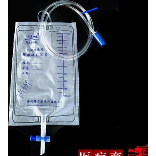 Free shipping 20 pcs single use disposable Thick drainage urine bag no backflow 1.1m 1000 ml urine collection bag