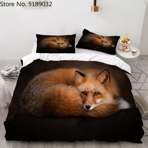3D Bedding Sets Animal Fox Duvet Quilt Cover Set Pillowcase King Queen Full Twin Size Bed Linen Set 2/3 Piece Home Textiles
