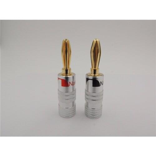 4pcs/lot! Black Red High Quality 4mm Nakamichi Banana Plug For Video 24K Gold Plated Speaker Copper Adapter Audio Connector FLM