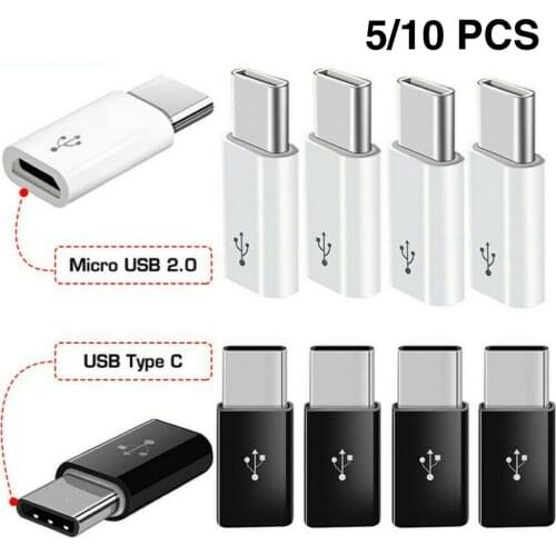 10 Pcs Android Micro USB Adapter USB Female To Type-C Connector Male Adapter Converter Micro-B To USB-C Connector Charging Cable