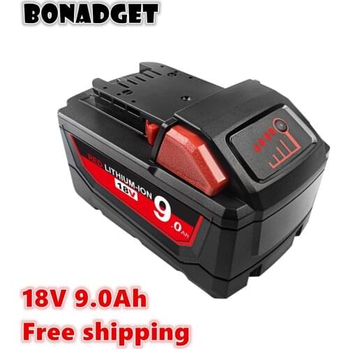 Bonadget 18V 9000mAh Battery For Milwaukee M18 48-11-1815 48-11-1850 2604-22 2604-20 2708-22 2607-22 power Tools Battery