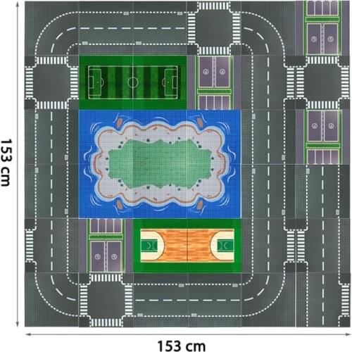 Multi-scene Baseplate Classic City Road Green Street Military Ball Island Parking Lot Building Blocks Assembly Bricks Plate