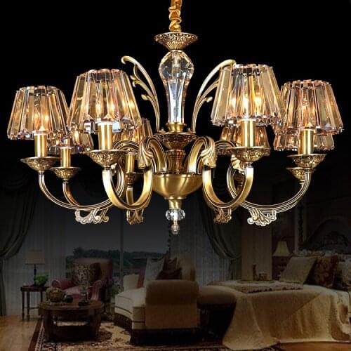 Free Shipping Chandelier Hanging Lamp Brass Color Candle Chandelier lustres de cristal for Living Dining Room Home Hotel Decora