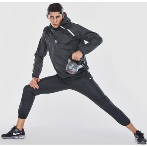 Brand Sauna Sports Suit Men Hooded Gym Clothing Running Set Outdoor Fitness Workout Jogging Lose Weight Sweating Sportswear