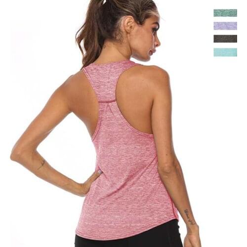 Quick Drying Sports Shirt for Fitness Women Racerback Yoga Shirt Running Gym Workout Shirt Sportswear Sleeveless Sports Vest Top