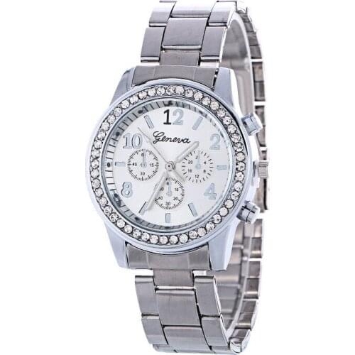 2019 New Fashion Chronograph Plated Classic Geneva Quartz Ladies Watch Women Crystals Wristwatches Relogio Feminino Gift clock