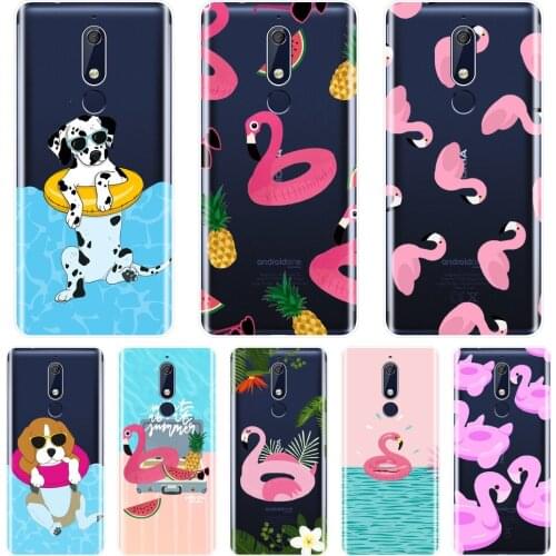 Phone Case For Nokia 2.1 3.1 5.1 6.1 7.1 Plus Summer Dog Pink Flamingo Silicone Soft Back Cover For Nokia 7.1 6.1 5.1 3.1 2.1