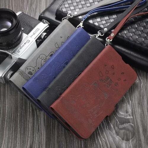 Flip Leather Case for OPPO A72 5G Reno 5 3 4 Pro Realme V5 X50 X2 A11X A52 A92S A9 2020 Embossing Lucky Cat Cover with Lanyard