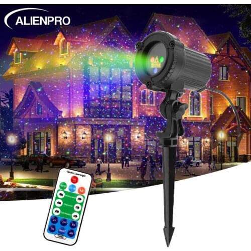 ALIEN RGB Moving Static Star Christmas Laser Projector Waterproof Outdoor Garden Holiday Party Xmas Tree House Show Lighting