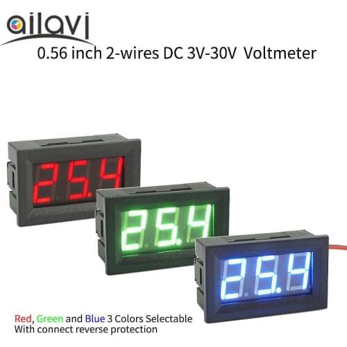 DC2.5-30V 0.56"Red LED Display Digital Voltmeter Voltage Measurement Panel Meter 2 Wires