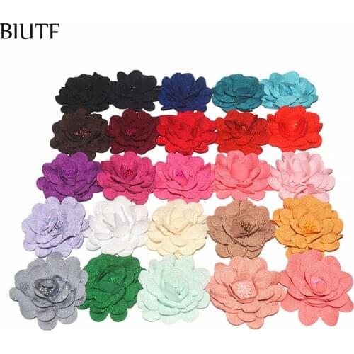 100pcs/lot 9.0cm Beautiful Artificial Burlap Flower Hemp Floral Pearl Centered Girl Dress Headwear Accessories TH231