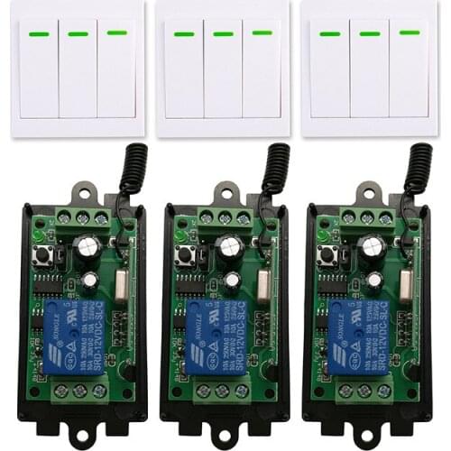 DC 9V 12V 24V 1 CH 1CH RF Wireless Remote Control Switch System Receiver+3CH 86 Wall Panel Transmitter,315/433.92 MHZ shutters