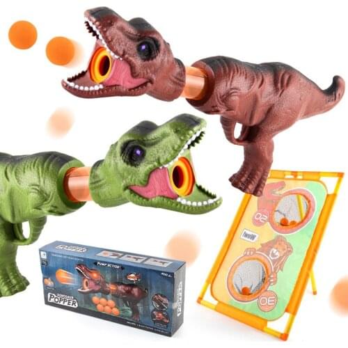 Childrens Sound and Light Music Dinosaur Catapult Soft Bullet Gun Shooting Battle Toy Gun Throwing and Catching Toy Boy