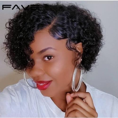 Pixie Cut Short Lace Front Curly Wig Side Part Lace Bob Wig Brazilian Remy Human Hair Wig Pre-plucked Hairline For Black Women